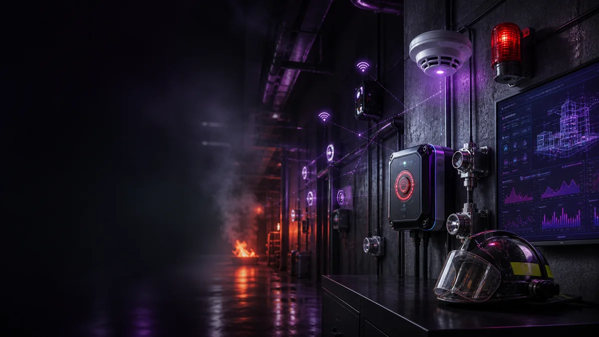 Conceptual image of a smart firefighting system