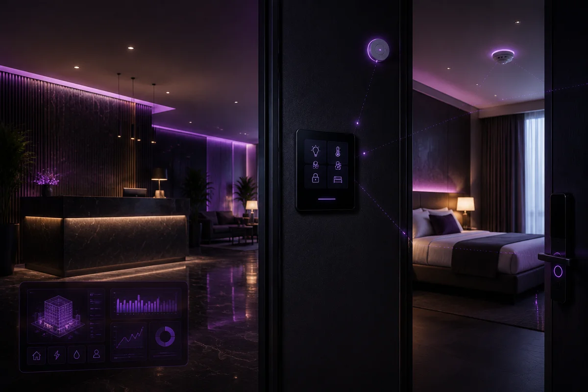 Conceptual image of smart hotel management